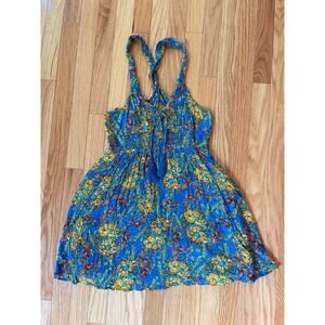 Free People Washed Ashore Mini Dress Blue Combo Floral Size S